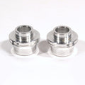 Two identical Profile Hub Volcano Adapters (Pair), featuring cylindrical shapes with flanged edges and crafted from durable 7075 aluminum, are placed side by side on a plain white background.