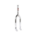 The Rant Twin Peaks 20 Inch Forks feature a chrome 4130 CrMo design with a sleek 30mm offset and are adorned with a logo decal near the top.