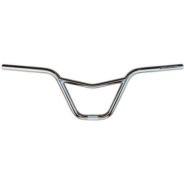 Redline Flight V Bars (22.2mm Clamp) BMX handlebar with a V-Bar shaped crossbar and slight rise, crafted from 4130 chromoly, viewed from the front against a white background.