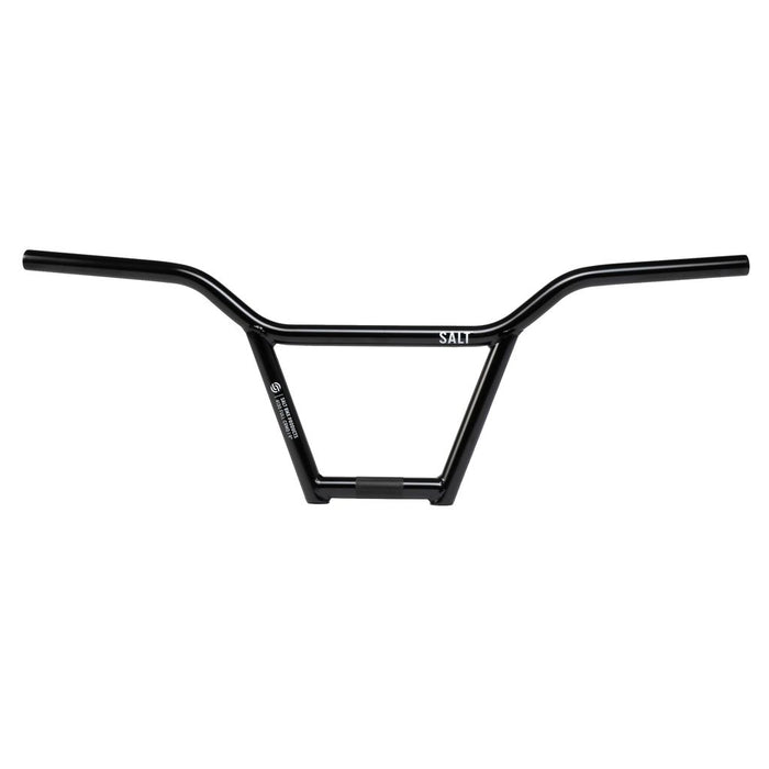 Salt Classic 4 Piece Bars (22.2mm Clamp), finished in black and featuring a crossbar, are showcased against a white background, highlighting the durability and timeless design characteristic of classic BMX handlebars.