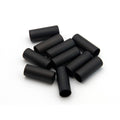 Ten Salt Inner Cable Ends Ferrules (10 Pack) in black alloy are arranged neatly in a row on a white surface.