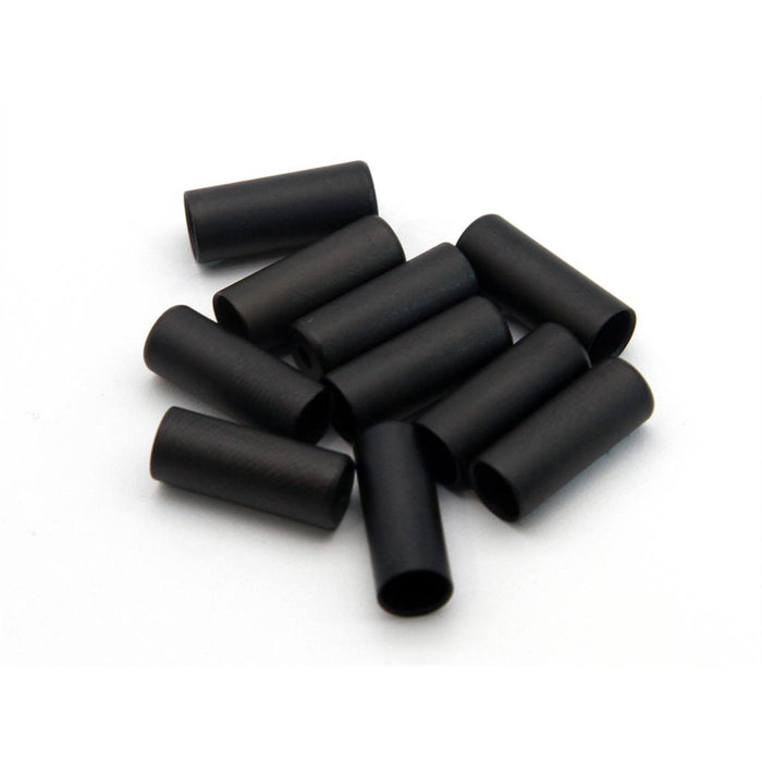 Ten Salt Inner Cable Ends Ferrules (10 Pack) in black alloy are arranged neatly in a row on a white surface.