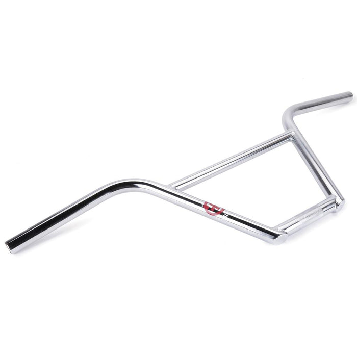 Salt Plus HQ 4 Piece Bars (22.2mm Clamp) are durable chromoly BMX handlebars featuring a four-piece chrome design with a mid-height crossbar, angled upward and backward, displayed against a white background.