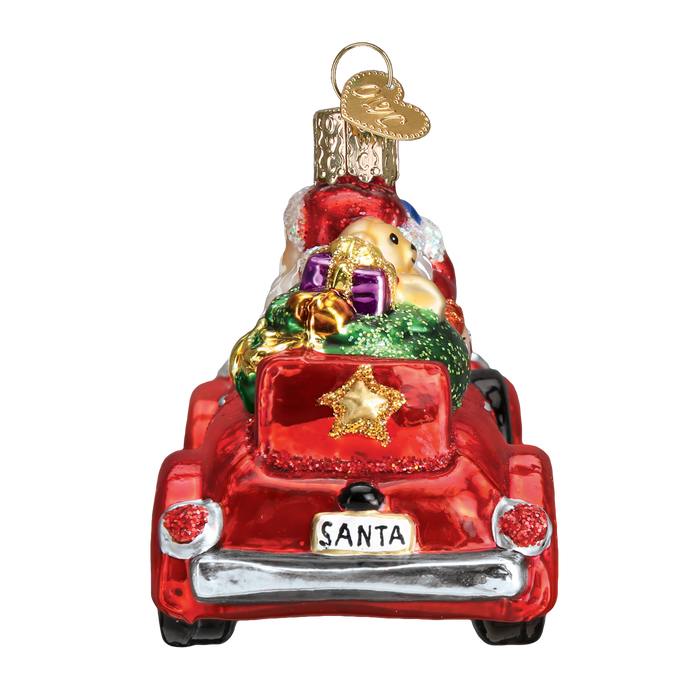 Santa in Antique Car Christmas Ornament