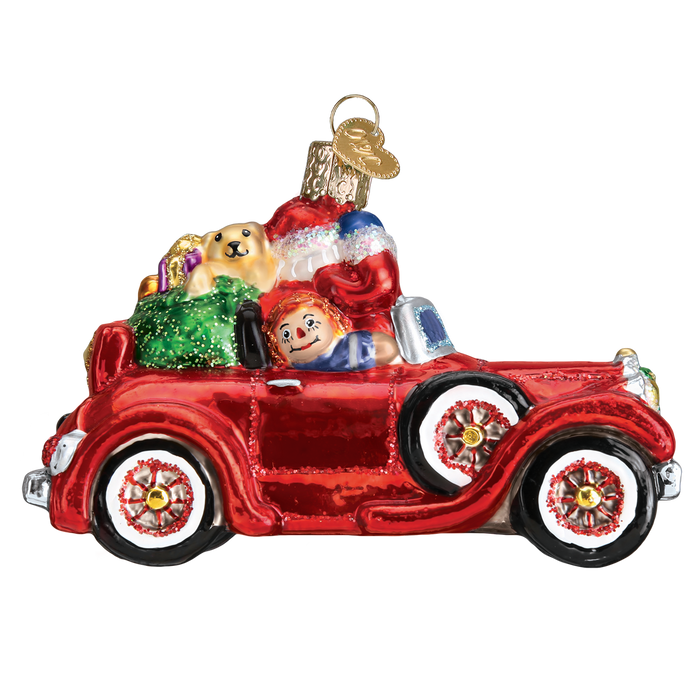 Santa in Antique Car Christmas Ornament