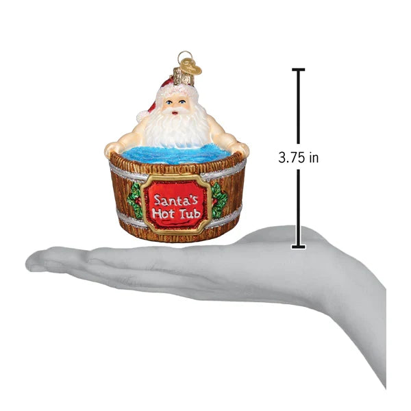 Santa's Hot Tub Ornament - Old World Christmas 3.75 inch