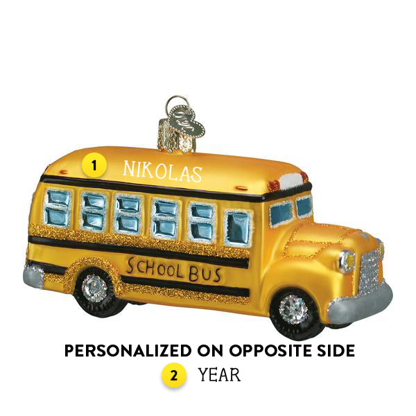 Glass School Bus Ornament for the Christmas Tree