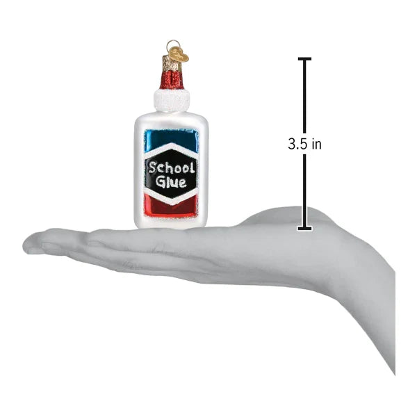 Glass School Glue Ornament for your Christmas Tree 3.5 inches tall
