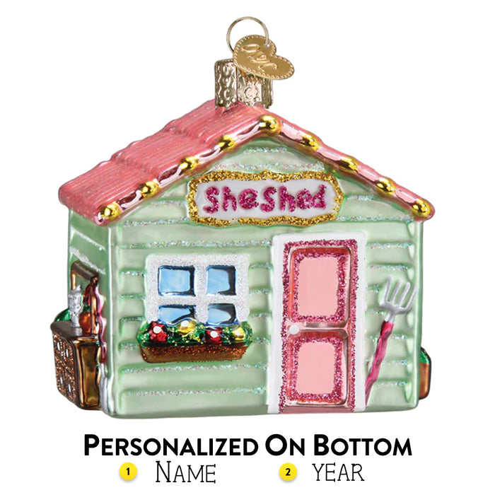 She Shed Ornament Old World Christmas Personalized