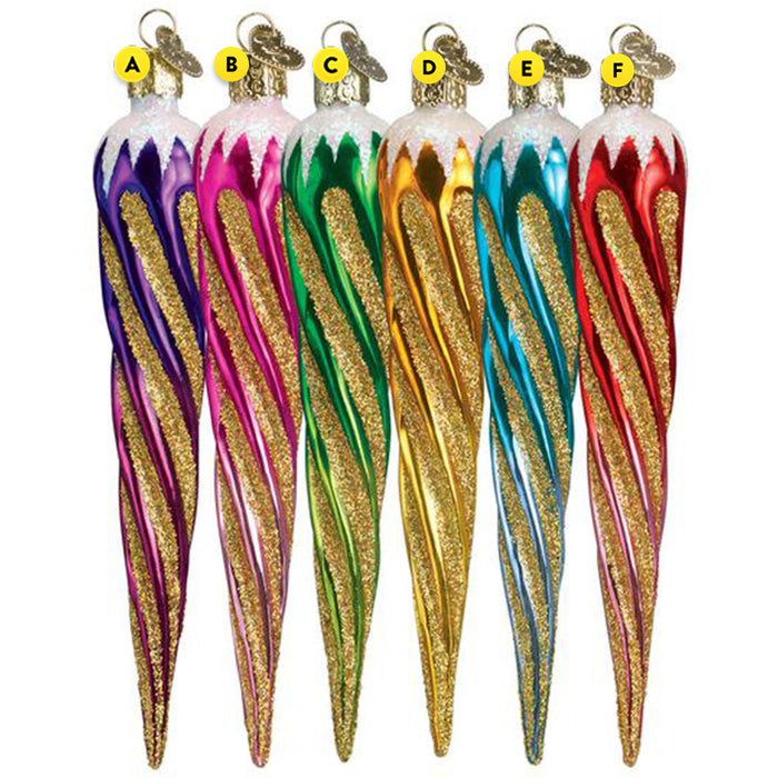 Shimmering Icicles Christmas Ornament Blown Glass 6 Assorted Please Choose One