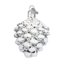 Silver Snowy Pine Cone Christmas Ornament Blown Glass