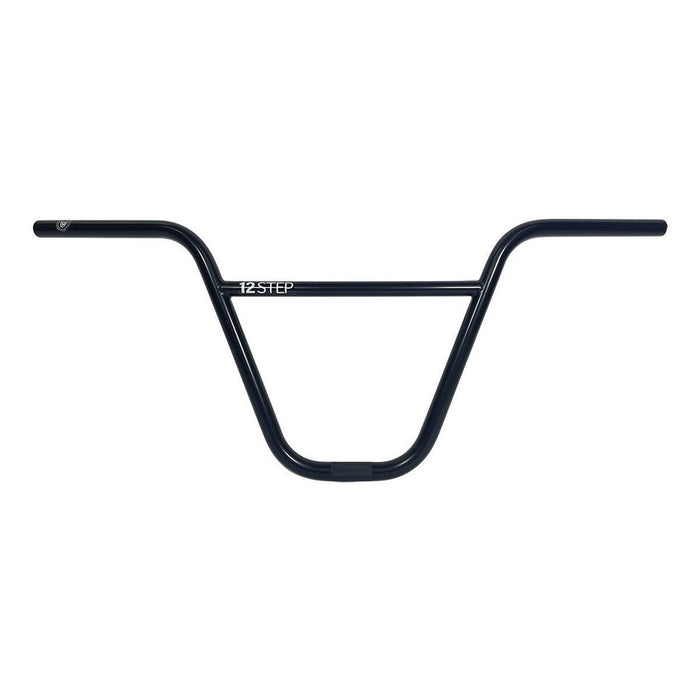 S&M 12 Step Bars (22.2mm Clamp) BMX handlebars, featuring a crossbar and “12 STEP” text printed on the left side of the upper bar, are American made and shown against a white background.