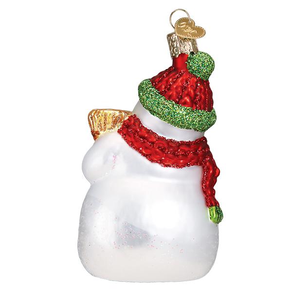 Glass Snowman with Broom Christmas tree ornament
