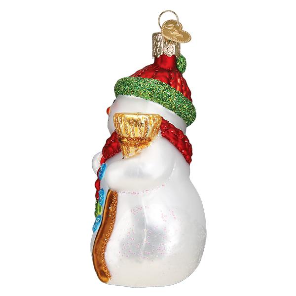 Glass Snowman with Broom Christmas tree ornament