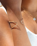 Model wearing 14k gold fill Sundari cuff