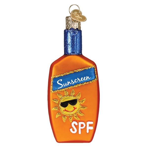 Glass Sunscreen Bottle Christmas tree ornament