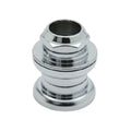 A close-up of the Tange MX-2 Threaded 1 Inch BMX Push In Headset, a shiny metallic classic favored on old school BMX bikes, displayed against a plain white background.