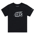 The TLD 25.1 Badge SS T-Shirt is a black tee with a white abstract graphic front, perfect for any wardrobe.
