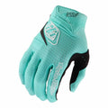 The TLD 26.1 Air Glove / Mono Real Teal features a grid pattern, logo on the back, and "Troy Lee Designs" on the wrist—ideal mountain bike gloves for comfort and style in black and teal.