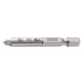 Close-up of the metallic Unior Nipple Drill Bit (1.5mm) with engraved numbers and markings, featuring a hexagonal and cylindrical shape. Quality guaranteed, this tool is crafted with precision like a professional bicycle tool.