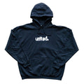 The United Coastin Hooded Sweat is a black sweatshirt from the COASTIN release, featuring "united." in white lowercase letters on the front—a signature piece from United clothing.