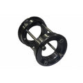 A USA to BSA Bottom Bracket Conversion Kit, featuring black metal threaded euro BB cups connected by bolts and spacers, is shown against a white background.