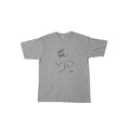 The V1da Connect The Dots T-shirt from LUXBMX is a grey cotton tee with a minimalist black line drawing of a running figure on the front—ideal for fans of standout BMX brands.