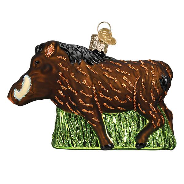 Glass Warthog Christmas tree ornament