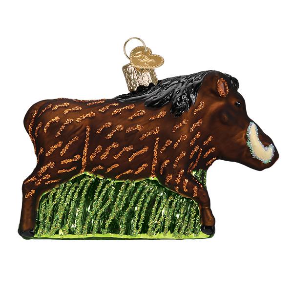 Glass Warthog Christmas tree ornament
