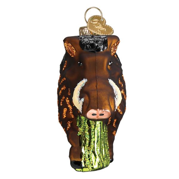 Glass Warthog Christmas tree ornament