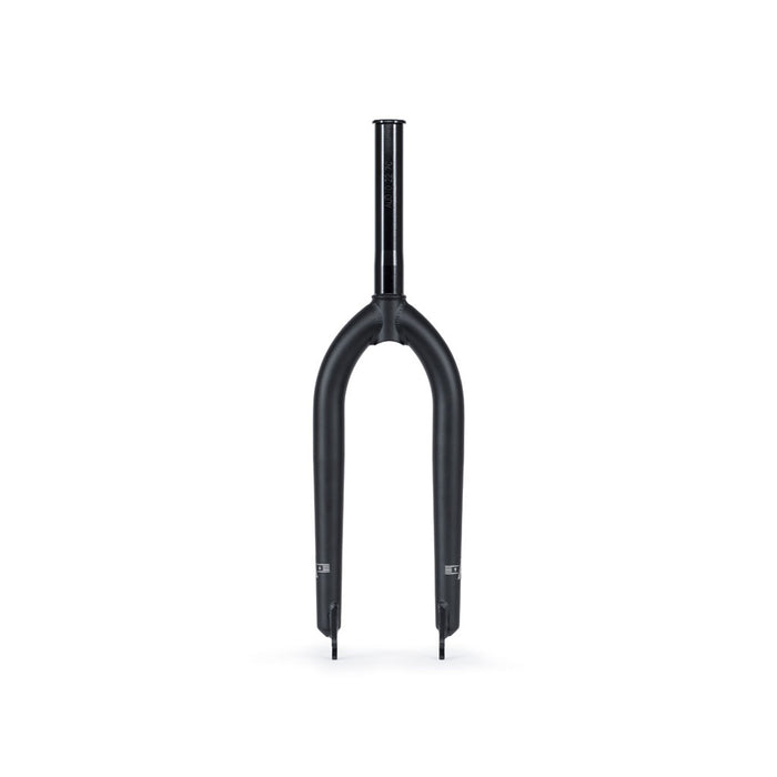 Wethepeople Audio 22 Inch Forks with straight blades, featuring a steerer tube on top, integrated crown race for added durability, and two CNC dropout detail for precise 22" wheel attachment at the bottom.