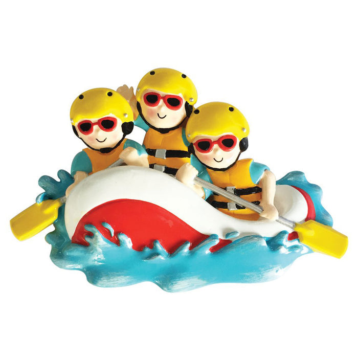 White Water Rafting Family of 3 personalized resin ornament